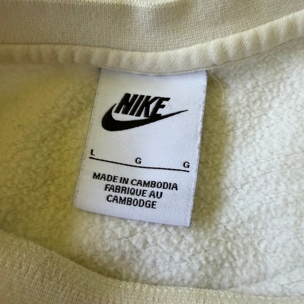 Nike Sportswear Essential Crewneck Sweatshirt Cream Off White Logo‎ Womens L